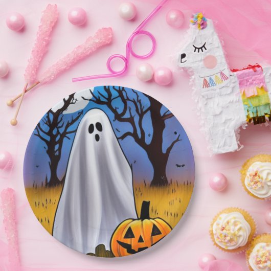 Halloween Ghost Papieren Bordje (Feest)