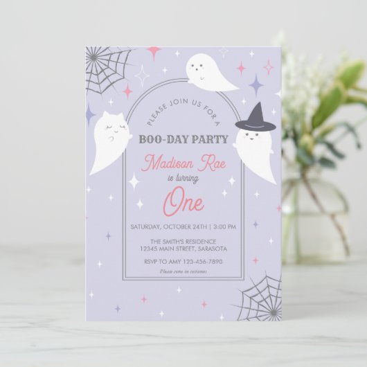 Halloween Ghost Party Arch Lijst Birthday Kaart (Staand voorkant)