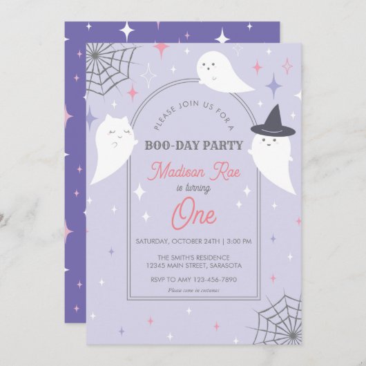 Halloween Ghost Party Arch Lijst Birthday Kaart (Voorkant / Achterkant)