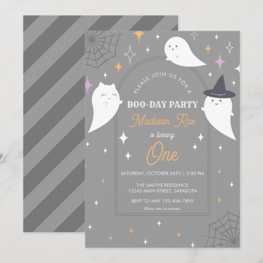 Halloween Ghost Party Arch Lijst Birthday Kaart (Voorkant / Achterkant)