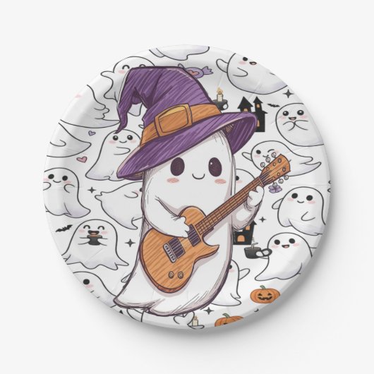 Halloween Ghost Party Fun Spooky Papieren Bordje (Voorkant)