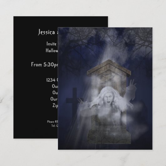 Halloween Ghost Party Kaart (Voorkant / Achterkant)