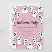 Halloween Ghost Party roze Kaart (Voorkant)