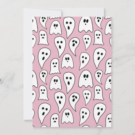 Halloween Ghost Party roze Kaart (Achterkant)