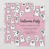 Halloween Ghost Party roze Kaart (Voorkant / Achterkant)