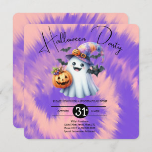 Halloween Ghost Party Tie Dye Hand getrokken Kaart