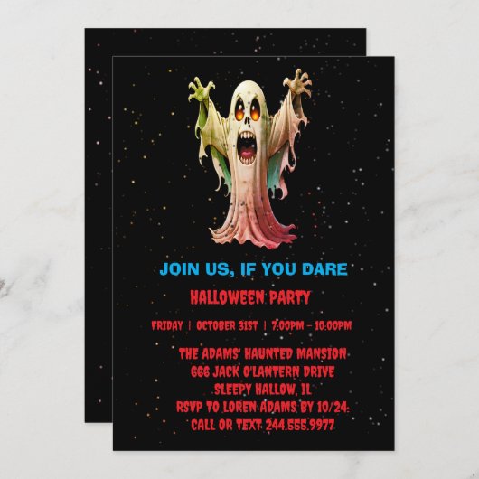 Halloween Ghost party uitnodiging (Voorkant / Achterkant)