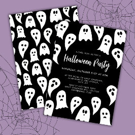 Halloween Ghost Party zwart en wit Kaart