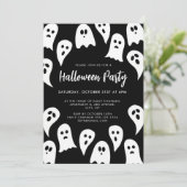 Halloween Ghost Party zwart en wit Kaart (Staand voorkant)