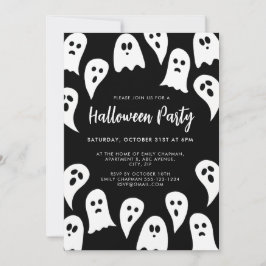 Halloween Ghost Party zwart-wit Kaart
