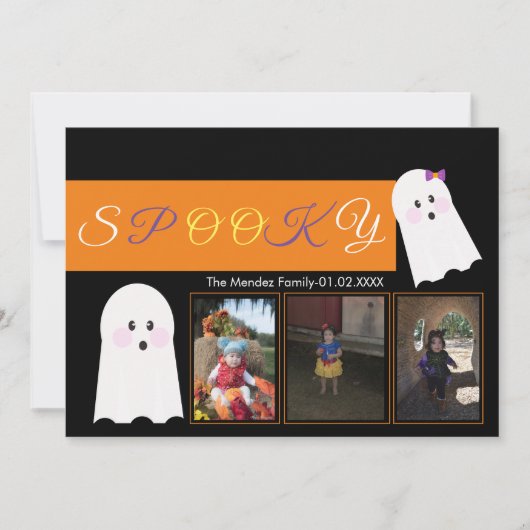 Halloween Ghost Pattern Collage Photo Card Feestdagenkaart (Voorkant)