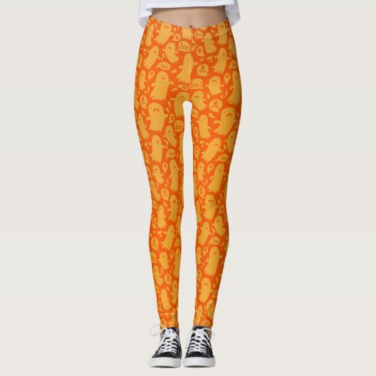 Halloween Ghost Pattern Leggings (Voorkant)