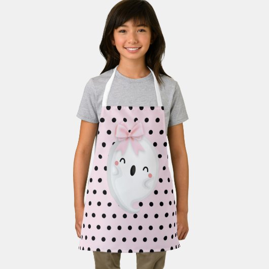 Halloween Ghost Pink Polka dot Schort (Insitu)