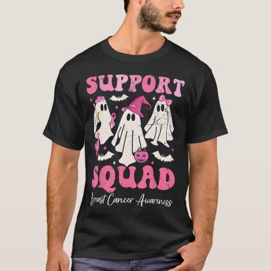 Halloween Ghost Pink Witch Pet Support Squad Breas T-shirt (Voorkant)