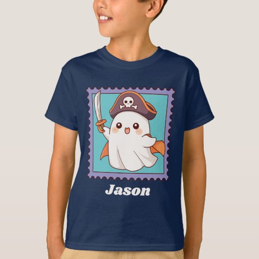 Halloween Ghost Pirate Costume Personalized Text T-shirt (Voorkant)