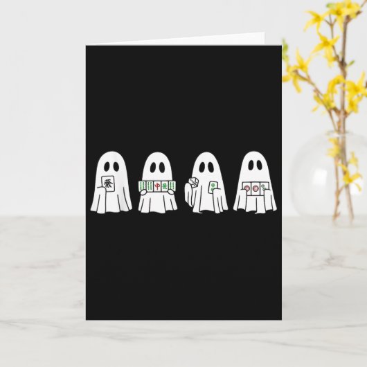 Halloween Ghost Playing Mahjong Soky Season Game D Kaart (Gele Bloem)