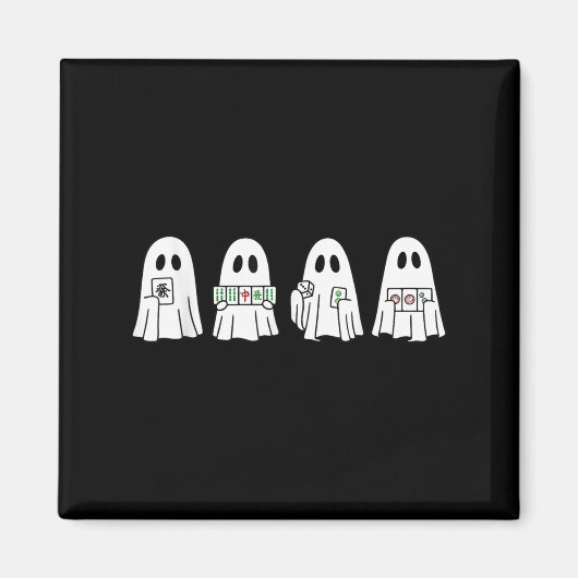 Halloween Ghost Playing Mahjong Soky Season Game D Magneet (Voorkant)