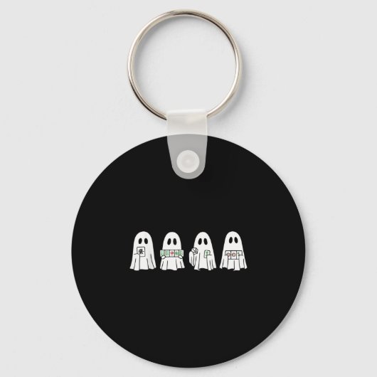 Halloween Ghost Playing Mahjong Soky Season Game D Sleutelhanger (Voorkant)