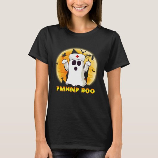 Halloween Ghost PMHNP Boo Nurse Nursing Medical Me T-shirt (Voorkant)