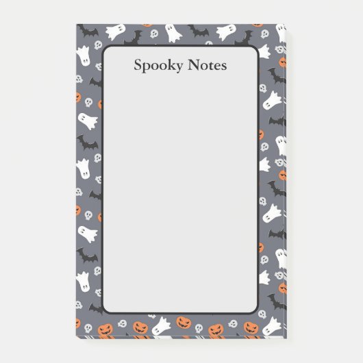 Halloween Ghost Pompoen Bat Grijs Sticky Post-it® Notes (Voorkant)