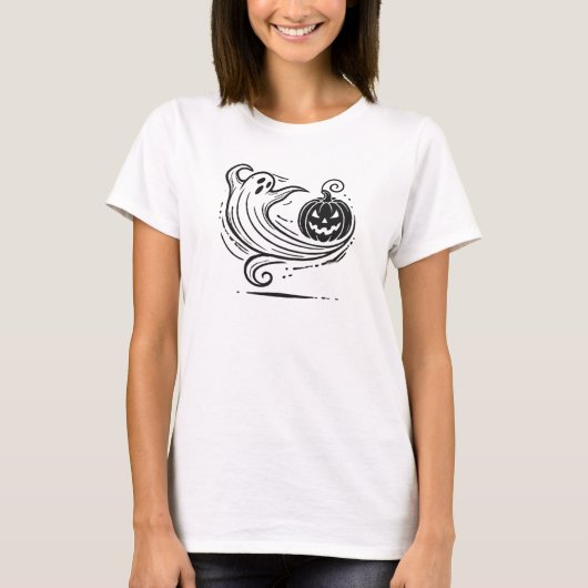 Halloween ghost pompoen ontwerp t-shirt (Voorkant)