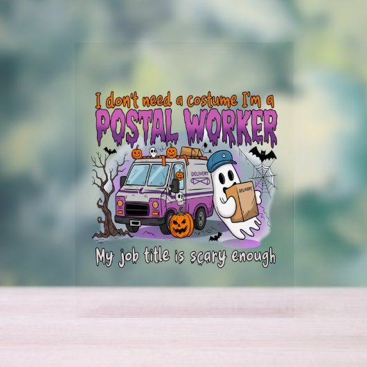 Halloween Ghost, postbode Acryl Bord (Neutraal)