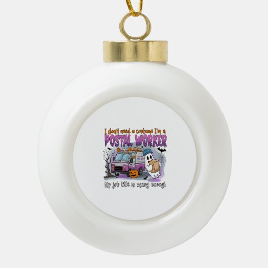 Halloween Ghost, postbode Keramische Bal Ornament (Voorkant)