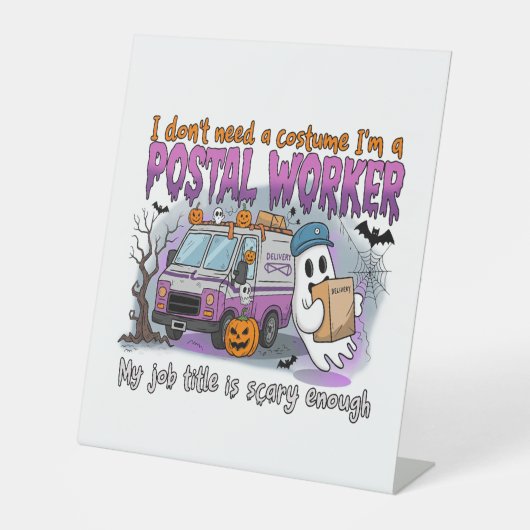 Halloween Ghost, postbode Reclamebord Met Voetstuk (Voorkant)