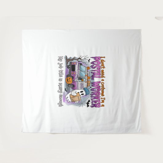 Halloween Ghost, postbode Wandkleed (Voorkant (horizontaal))