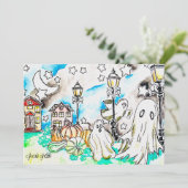 Halloween Ghost Print Feestdagenkaart (Staand voorkant)