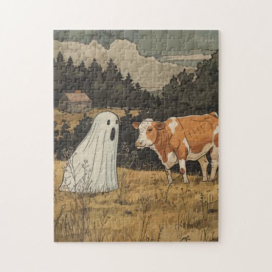 Halloween Ghost Print Modern Farmhouse Puzzle Legpuzzel (Verticaal)