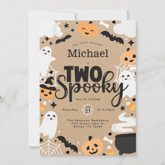 Halloween Ghost Pumpkin 2nd Birthday Party Kaart (Voorkant)