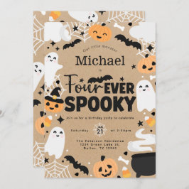 Halloween Ghost Pumpkin 4th Birthday Party Kaart