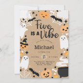 Halloween Ghost Pumpkin 5th Birthday Party Kaart (Voorkant)