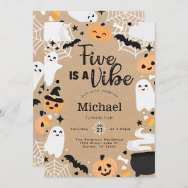Halloween Ghost Pumpkin 5th Birthday Party Kaart