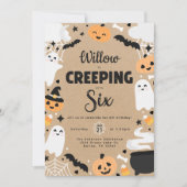 Halloween Ghost Pumpkin 6e verjaardagsfeest Kaart (Voorkant)