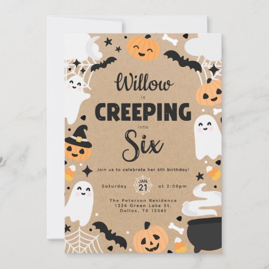 Halloween Ghost Pumpkin 6e verjaardagsfeest Kaart (Voorkant)