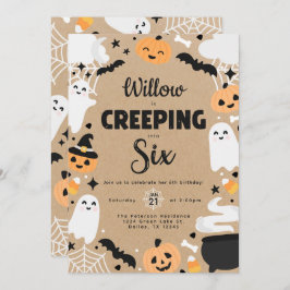 Halloween Ghost Pumpkin 6e verjaardagsfeest Kaart