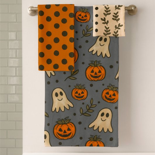 Halloween Ghost Pumpkin Bath Set Bad Handdoek