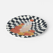 Halloween Ghost Pumpkin Checkered Papieren Bordje (Gekanteld)