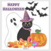 Halloween Ghost Pumpkin Custom-Cut Vinyl Sticker (Vel)