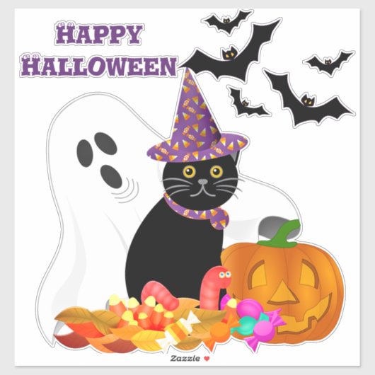 Halloween Ghost Pumpkin Custom-Cut Vinyl Sticker (Vel)