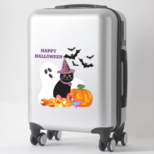 Halloween Ghost Pumpkin Custom-Cut Vinyl Sticker (Koffer)