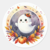 Halloween Ghost & Pumpkin Design Baby shower Ronde Sticker (Voorkant)