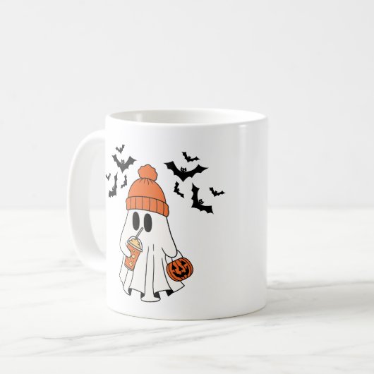 Halloween Ghost Pumpkin Koffiemok (Voorkant links)