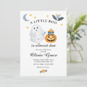 Halloween Ghost Pumpkin Little Boo Baby shower Inv Kaart (Staand voorkant)
