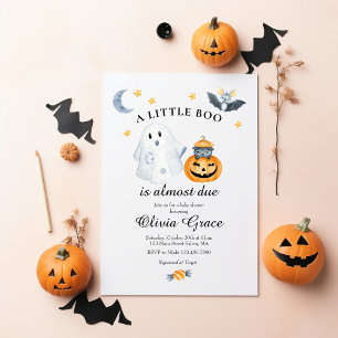Halloween Ghost Pumpkin Little Boo Baby shower Inv Kaart