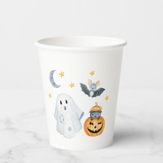 Halloween Ghost Pumpkin Little Boo Baby shower Papieren Bekers (Voorkant)