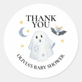 Halloween Ghost Pumpkin Little Boo Baby shower Ronde Sticker
