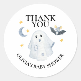 Halloween Ghost Pumpkin Little Boo Baby shower Ronde Sticker